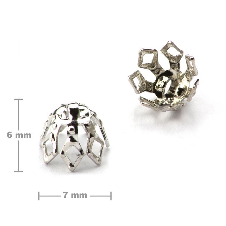 Filigree bead cap 6x7mm platinum