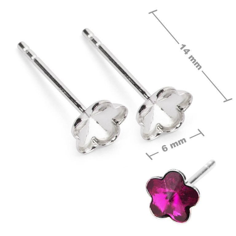 Sterling silver 925 ear post for SWAROVSKI 4744 6mm No.221