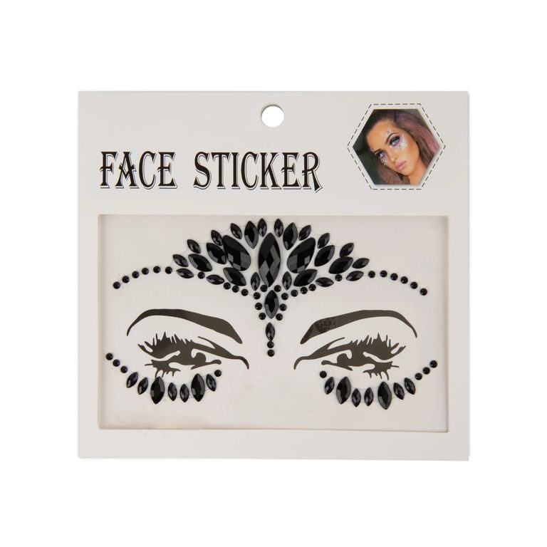 Self-adhesive face stones black
