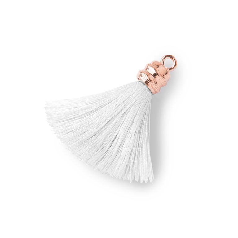 Silver tassel rose gold plated 4cm white No.1188