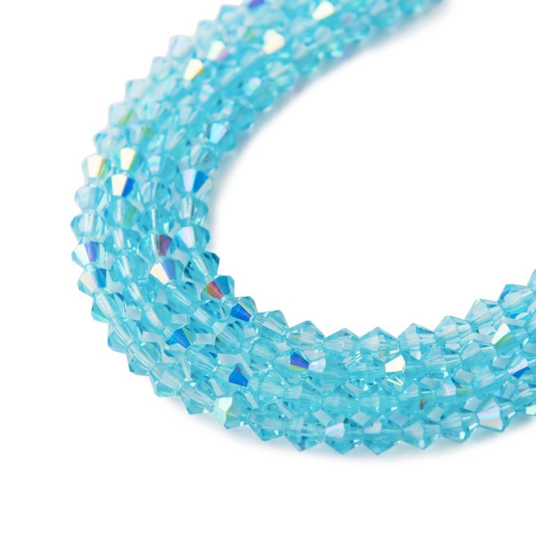 Czech crystal bicone beads 4mm Aqua AB