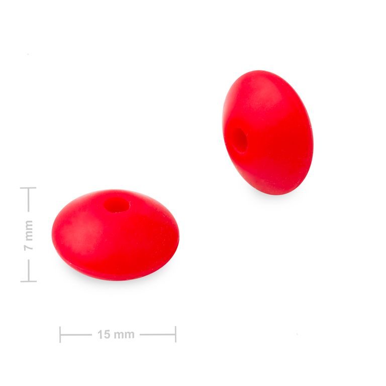 Silicone lentil beads 12x7mm Rose Red