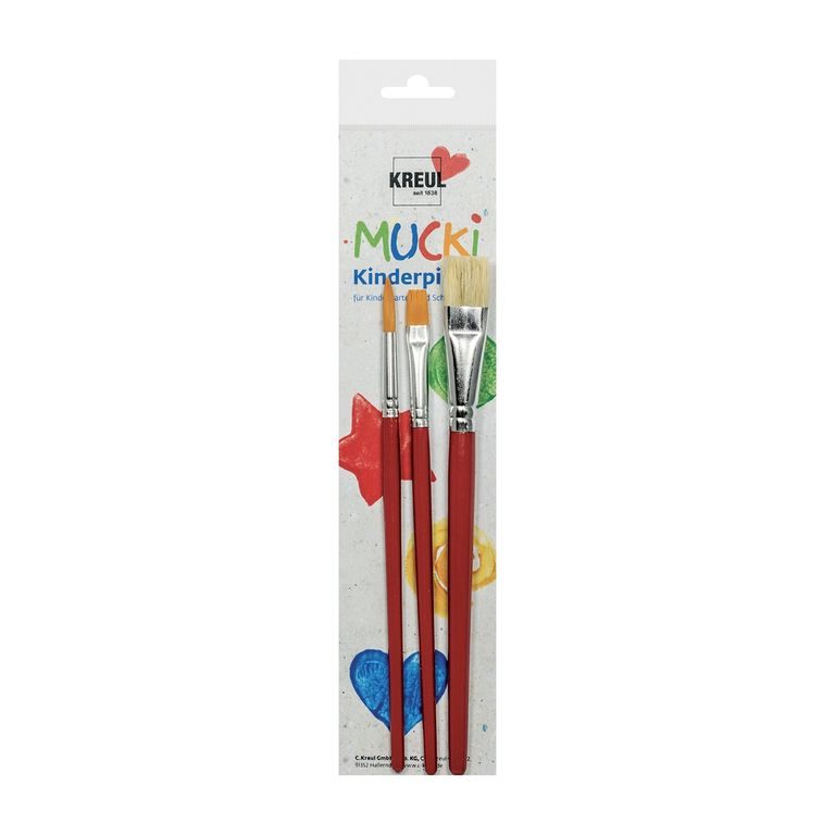 Set de pensule pentru copii Mucki pentru școală și hobby 3buc