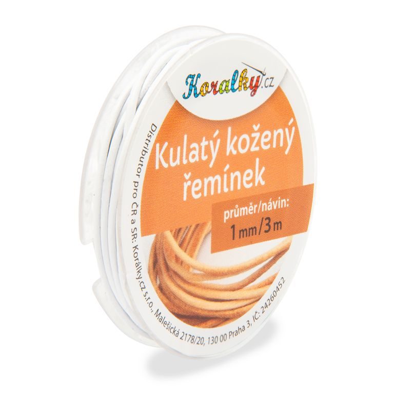 Okrúhly kožený remienok 1mm/3m bílý č.1