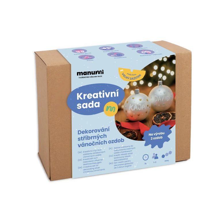 Manumi kreativní sada na dekorování vánočních ozdob stříbrná