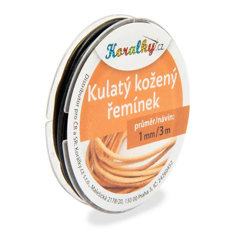 Okrúhly kožený remienok 1mm/3m čierný č.15