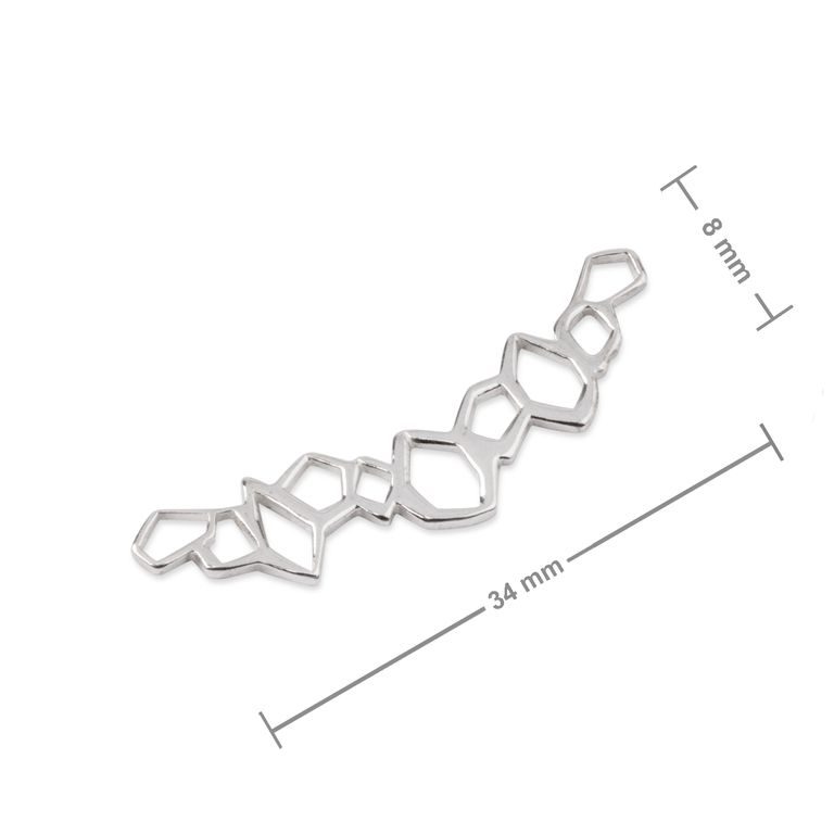 Amoracast spájací diel veľké kamienky 34x8mm strieborný