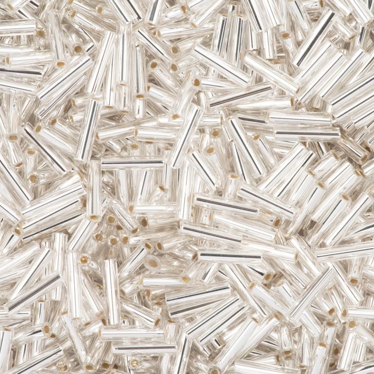 Rokajlové korálky - PRECIOSA rokajl čípky 50g 9mm stříbrné