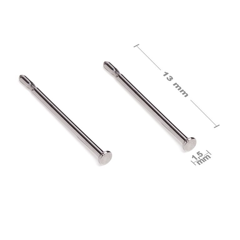 Stainless steel 316L ear post 13x1.5mm
