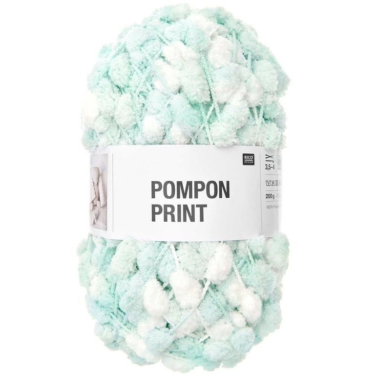 Rico design háčkovacia bambulková priadza POMPON Print tyrkysovo-biela