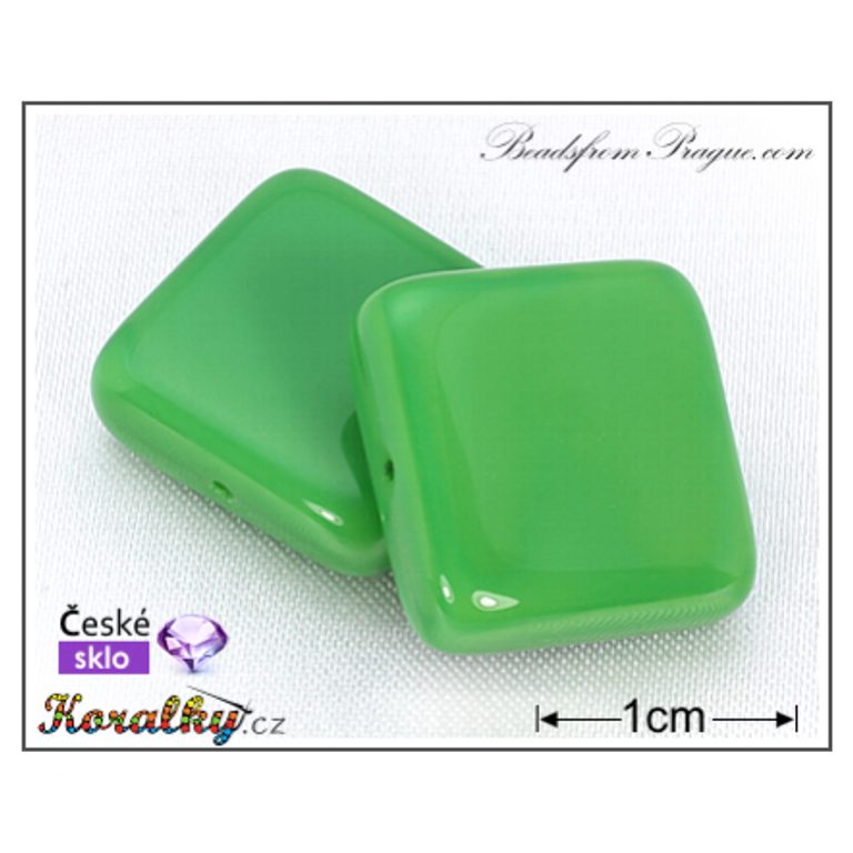 Czech glass pressed bead square 17x17mm green No.58