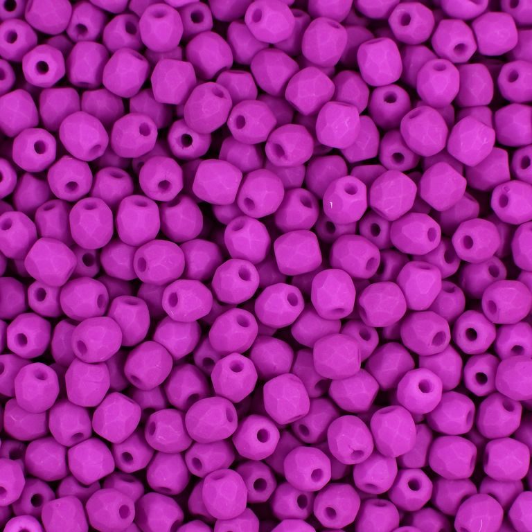 Glass fire polished beads 3mm Neon Dark Purple