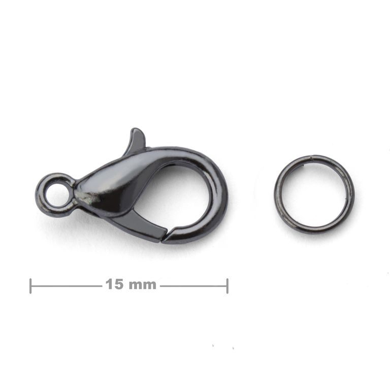 Jewellery lobster clasp 15mm anthracite