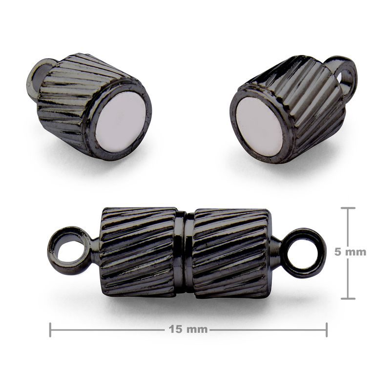 Magnetic cylinder clasp with loops 15x5mm anthracite