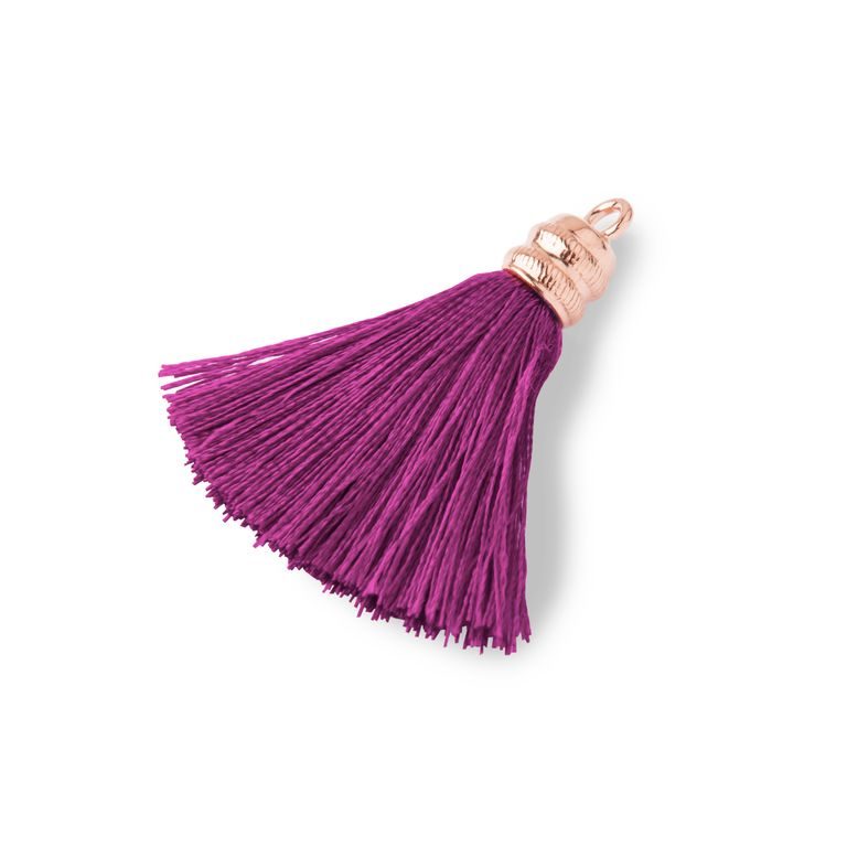 Silver tassel rose gold plated 4cm purple No.1194