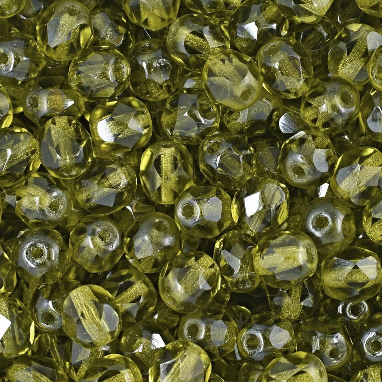 Glass fire polished beads 6mm Olivine