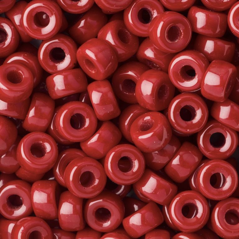 Skleněné korálky se širokým průtahem 6 mm Dark Red Opaque