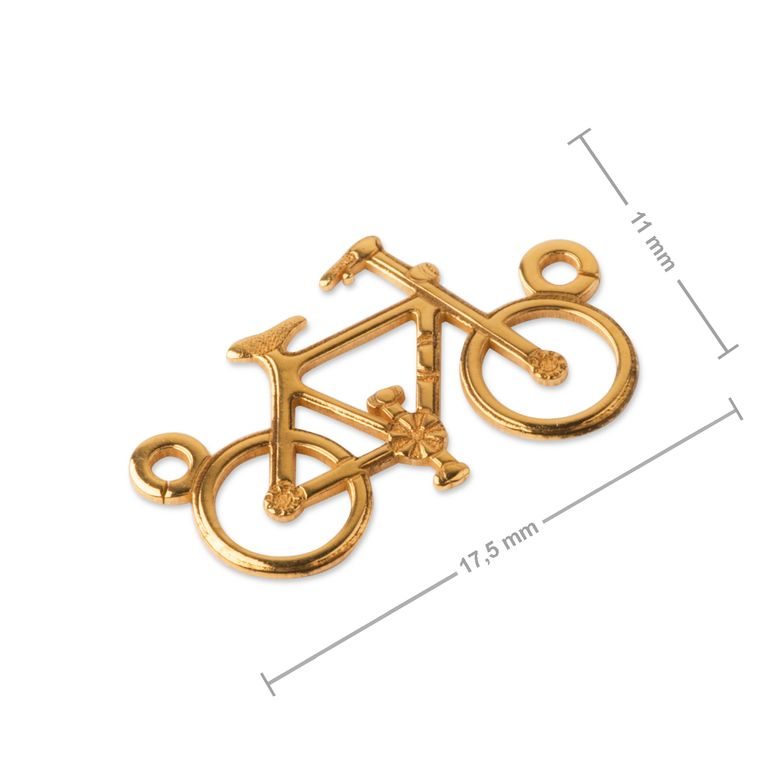 Strieborný spájací diel bicykel 17,5x11mm pozlátený č.1082