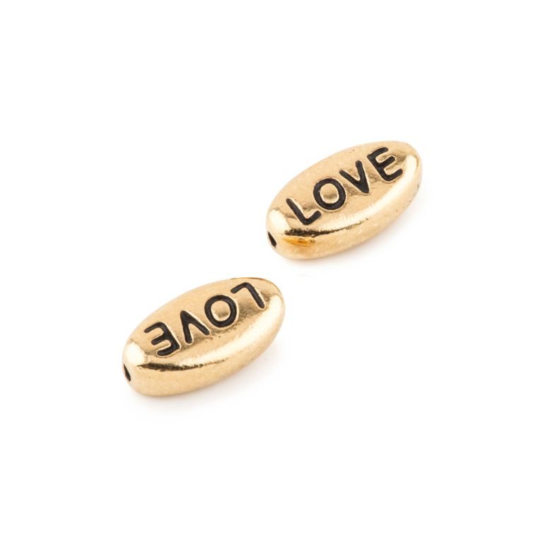 TierraCast bead Word Love antique gold