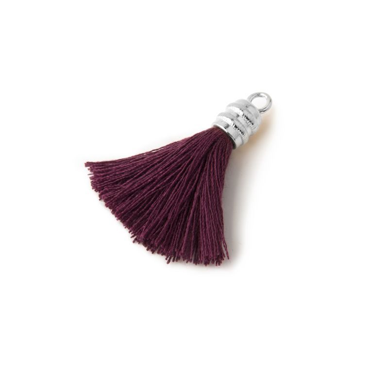 Silver silk tassel 4cm purple No.746