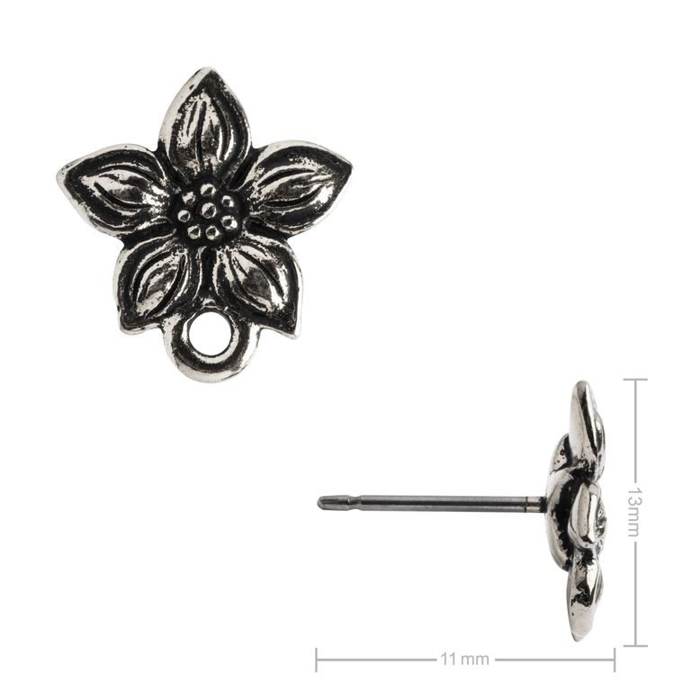 TierraCast ear post Star Jasmine antique silver