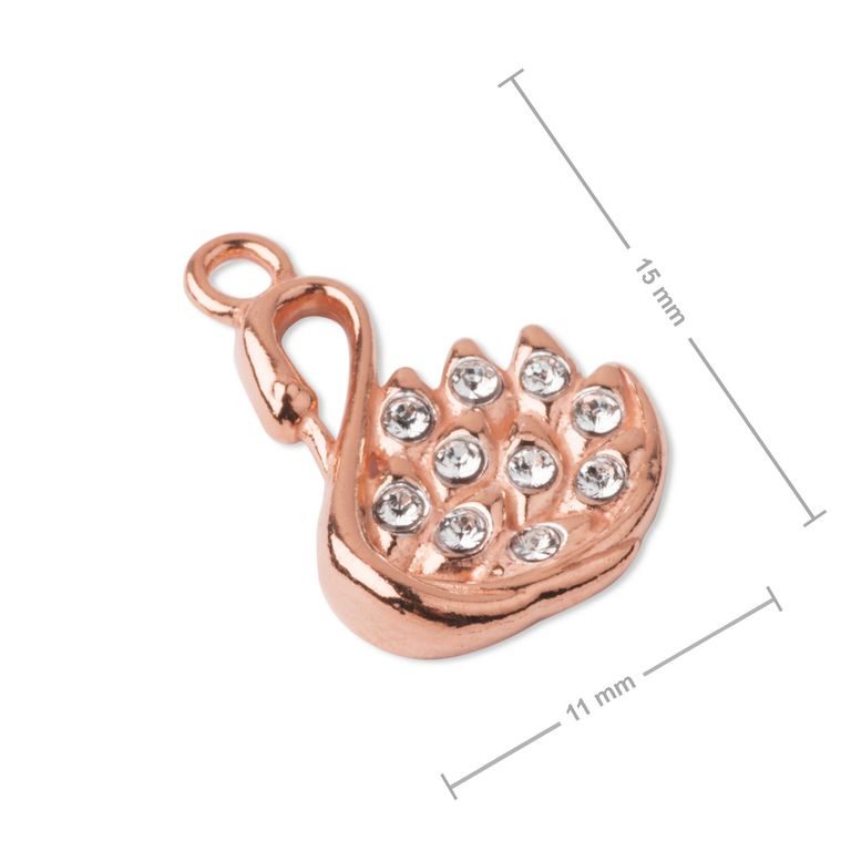 Silver pendant swan with a SWAROVSKI stone rose gold plated No.1019