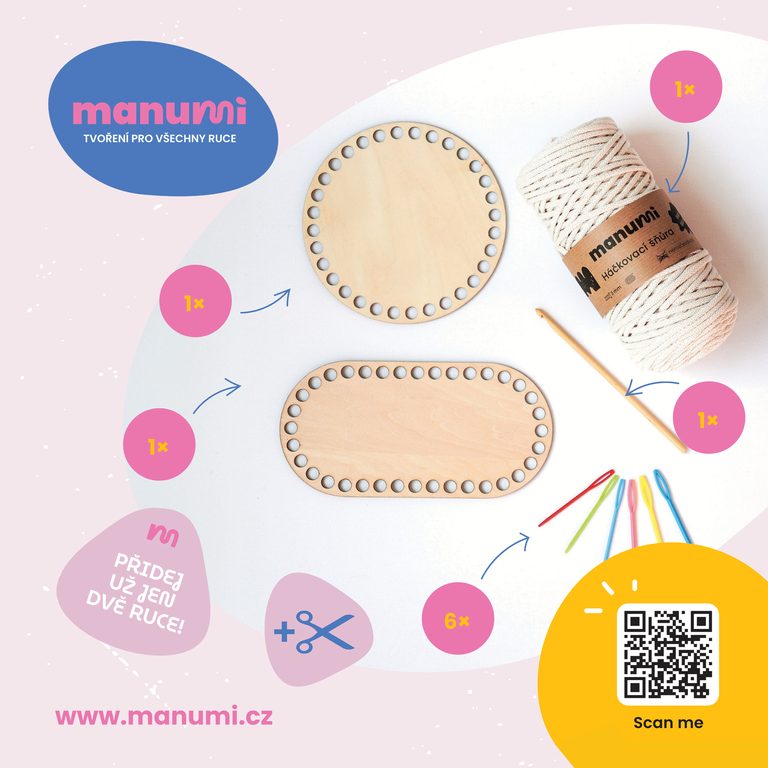 Manumi kreativní sada na výrobu háčkovaných košíků
