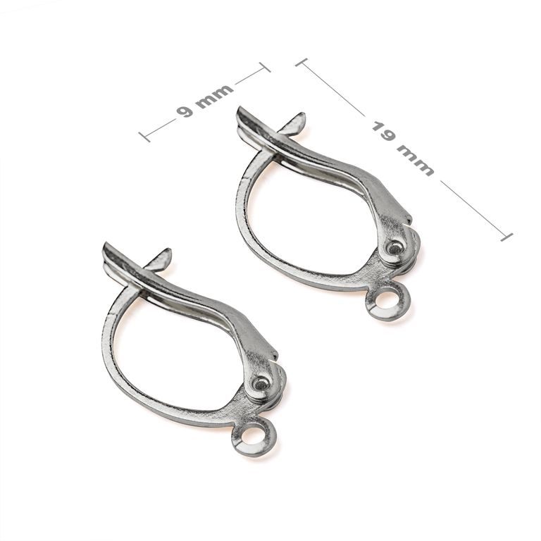 Leverback earring hooks 19x9mm platinum