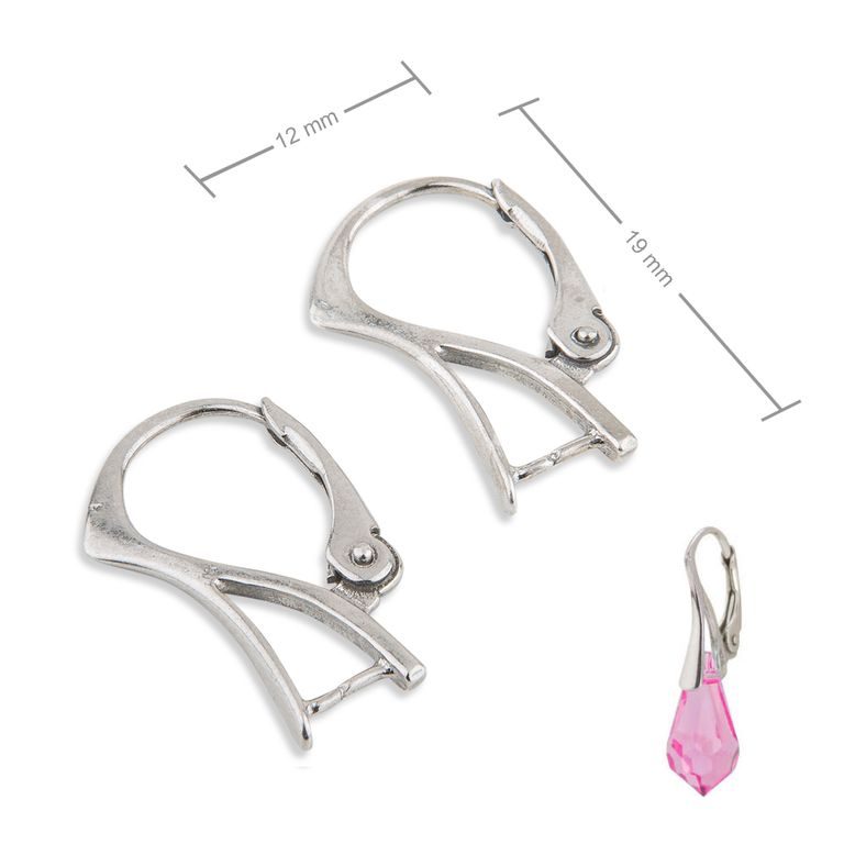 Sterling silver 925 rhodium-plated earring hook 19x12mm No.637