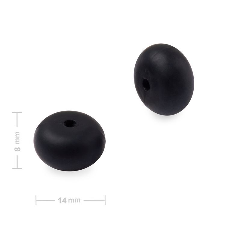 Mărgele din silicon rondele 14x8mm Black