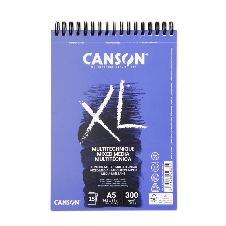 Canson sketch pad XL Mix-Med Textured 15 sheets A5 300 g/m²