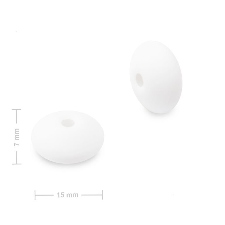 Mărgele din silicon disc 12x7mm Snow White