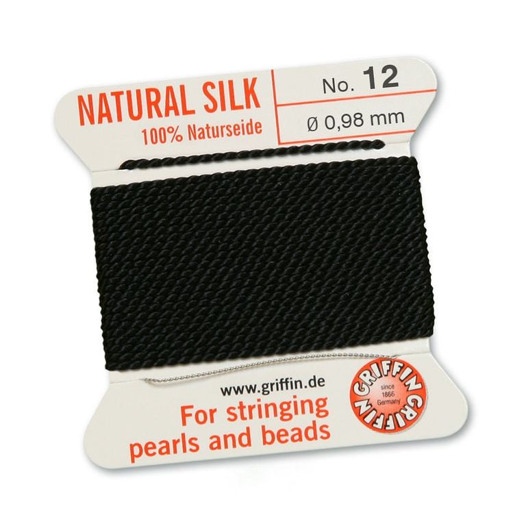 Silk thread with needle 0.98mm/2m black