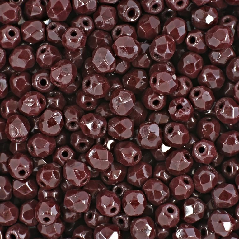 Glass fire polished beads 4mm Opaque Cocoa Brown