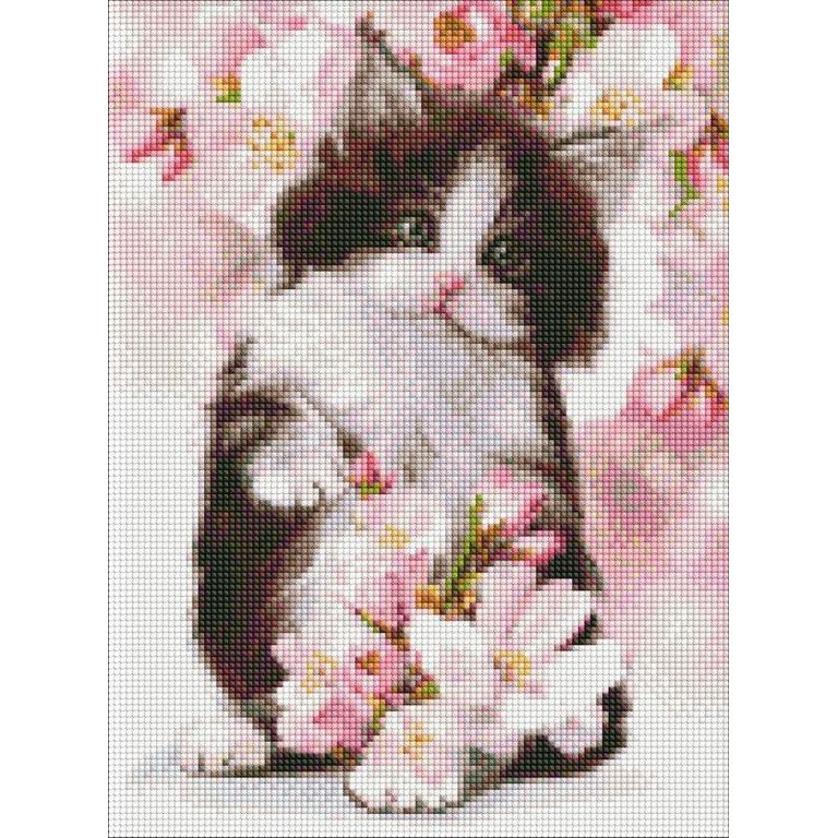 Diamond painting canvas kitten