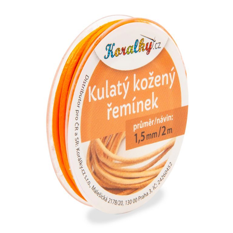 Kulatý kožený řemínek 1,5mm/2m oranžový č.18