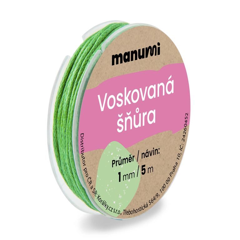 Voskovaná šňůra 1mm/5m světle zelená