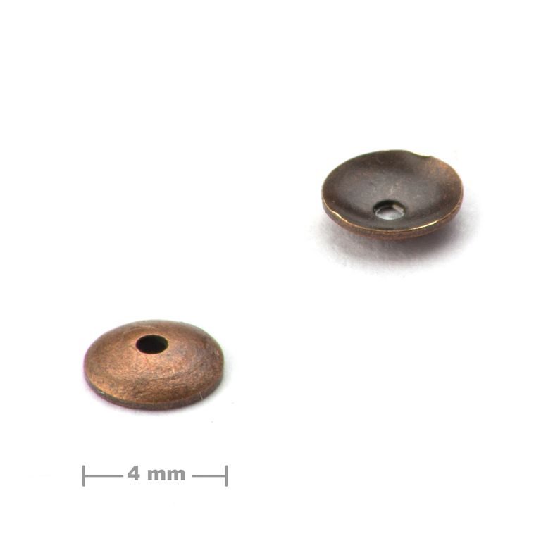 Eyepin bead cap 4mm antique copper