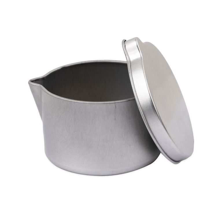 Nádoba na masážní svíčku s víčkem hliníková 65 x 42 mm v barvě stříbra