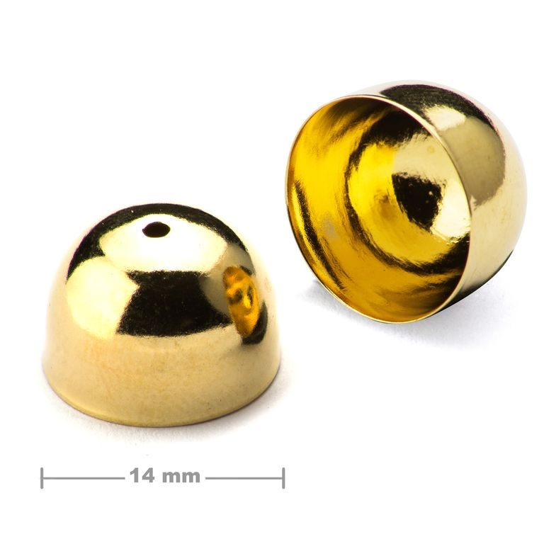Plain bead cap 14mm gold