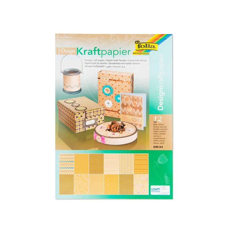 Set de coli de hârtie kraft cu imprimeu și glitter 12 coli A4