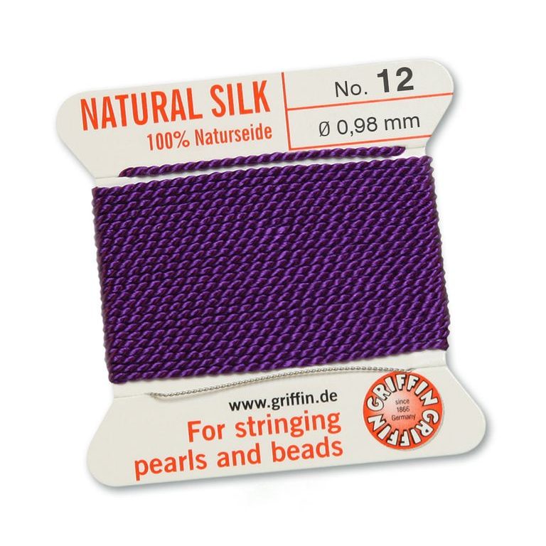 Silk thread with needle 0.98mm/2m dark purple