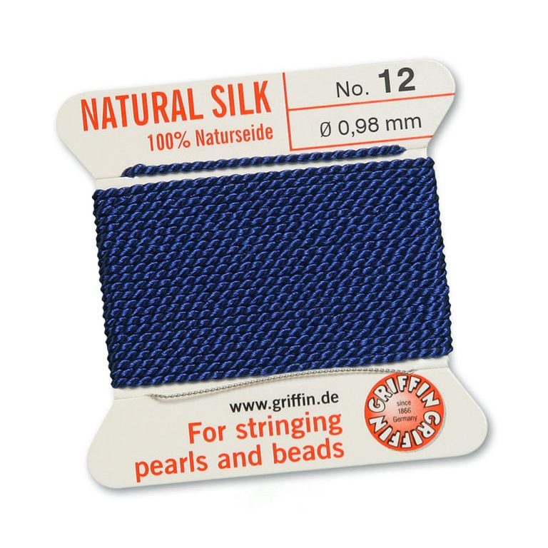 Silk thread with needle 0.98mm/2m dark blue