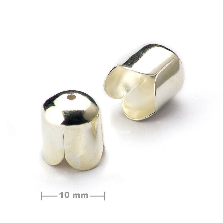 Tulip bead cap 10mm silver