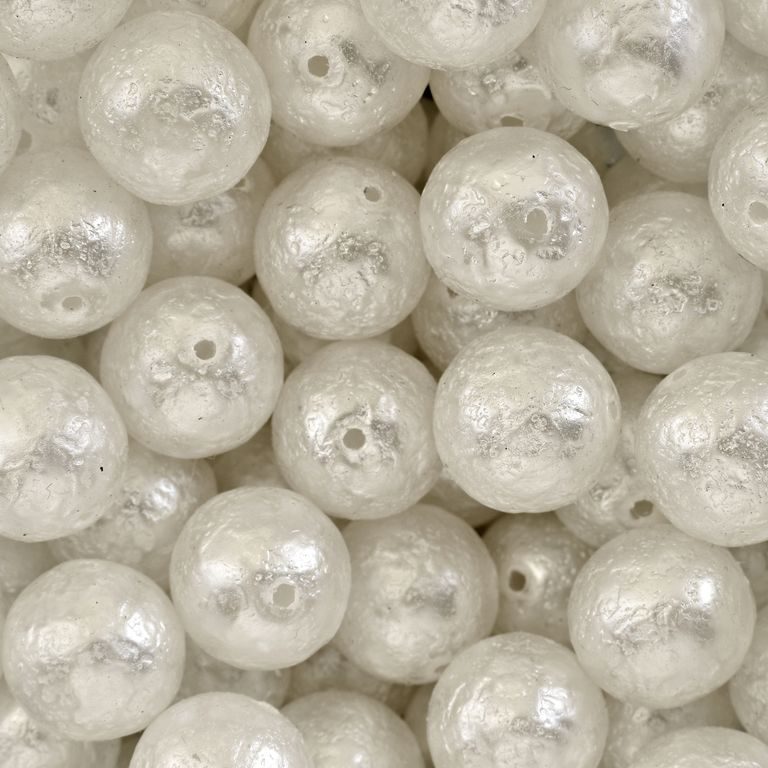 Czech glass pearls etched 14mm white