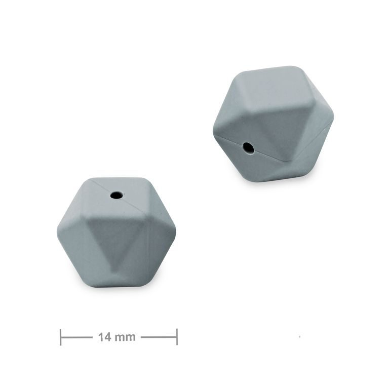 Silikonové korálky hexagon 14mm Dim Grey