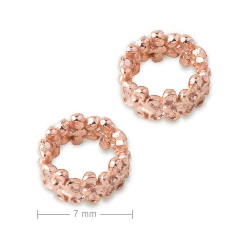 Distanțier rotund din argint 7x3mm placat cu aur roz de 18K nr.721