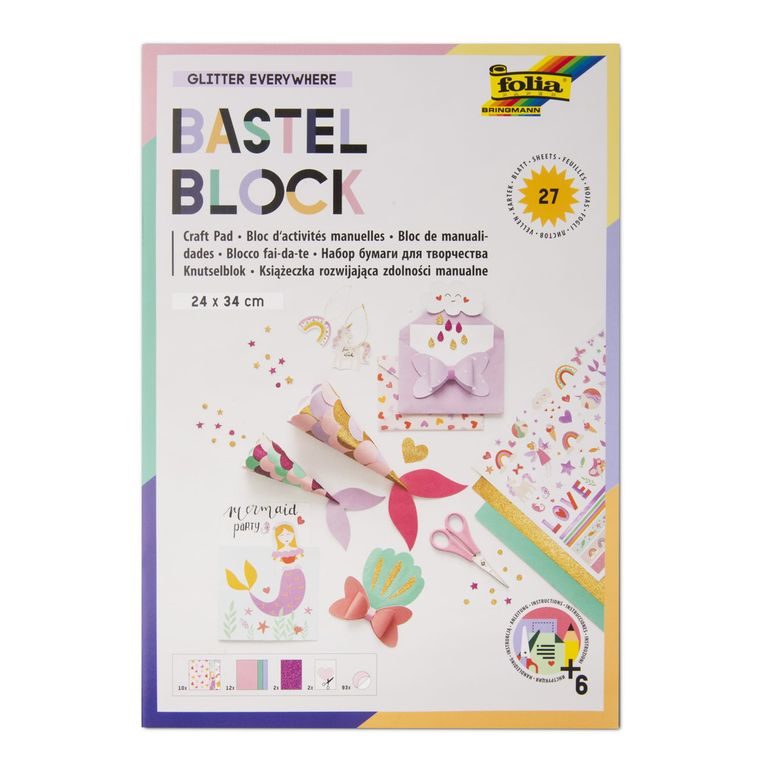 Set de coli de hârtie cu imprimeu și instrucții Glitter everywhere 27 coli 24x34cm