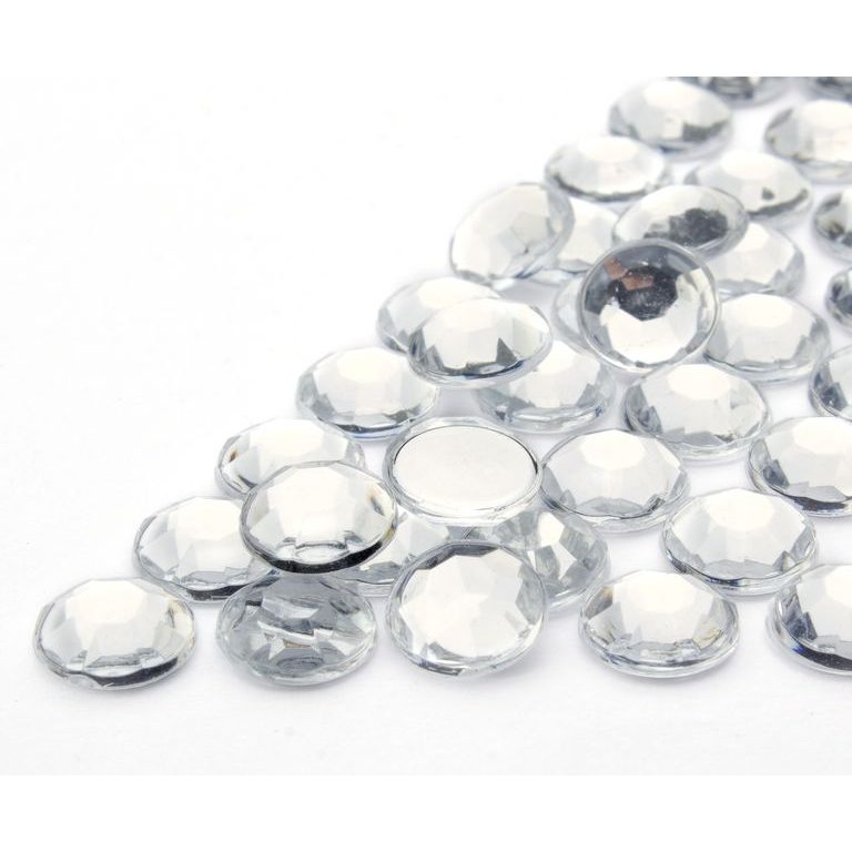 Acrylic glue-on stones round 8mm crystal