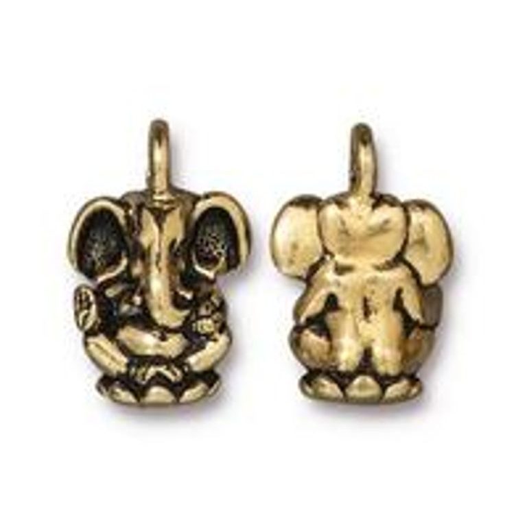 TierraCast pendant Ganesh antique gold